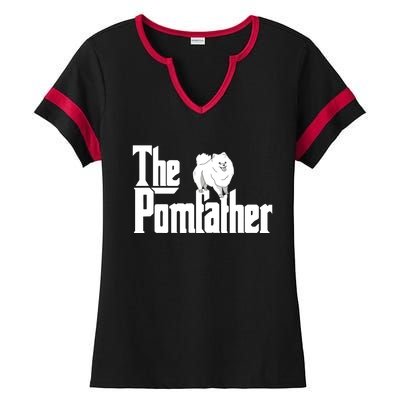 The Pomfather Pom Father Funny Dog Dad Pomeranian Lover Ladies Halftime Notch Neck Tee