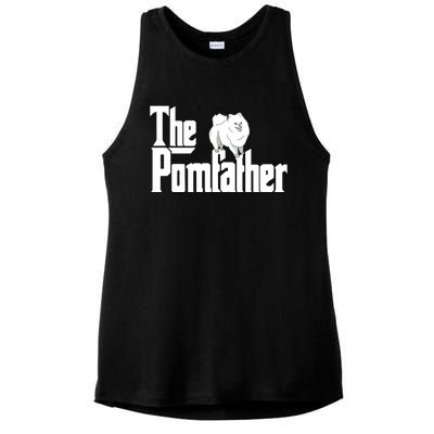 The Pomfather Pom Father Funny Dog Dad Pomeranian Lover Ladies PosiCharge Tri-Blend Wicking Tank