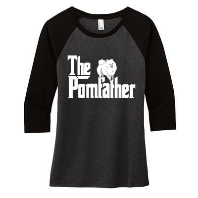 The Pomfather Pom Father Funny Dog Dad Pomeranian Lover Women's Tri-Blend 3/4-Sleeve Raglan Shirt