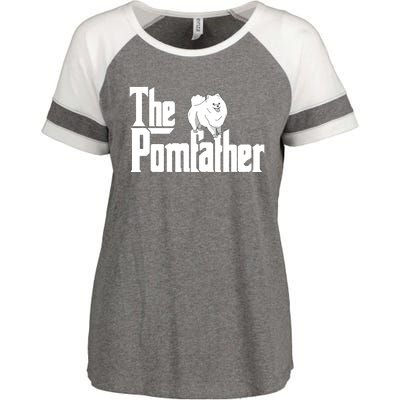 The Pomfather Pom Father Funny Dog Dad Pomeranian Lover Enza Ladies Jersey Colorblock Tee