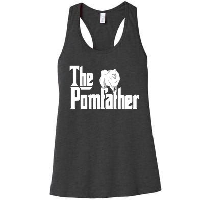 The Pomfather Pom Father Funny Dog Dad Pomeranian Lover Women's Racerback Tank