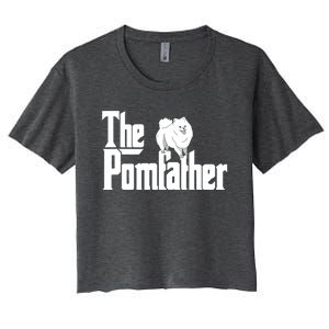 The Pomfather Pom Father Funny Dog Dad Pomeranian Lover Women's Crop Top Tee