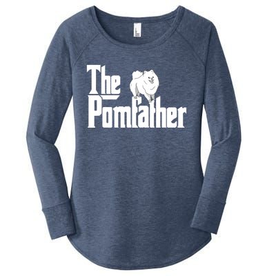 The Pomfather Pom Father Funny Dog Dad Pomeranian Lover Women's Perfect Tri Tunic Long Sleeve Shirt