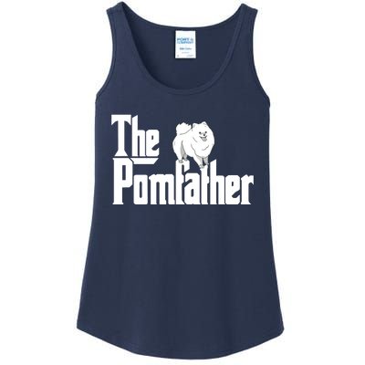 The Pomfather Pom Father Funny Dog Dad Pomeranian Lover Ladies Essential Tank