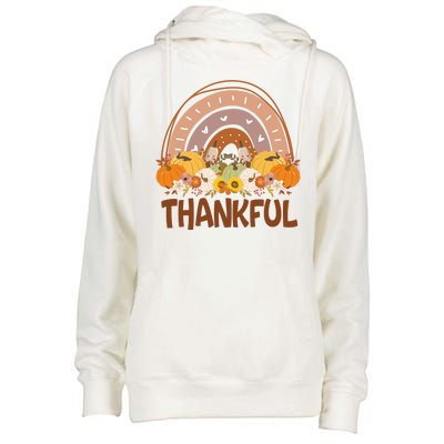 Thankful Pumpkin Patch Cute Rainbow Holiday Womens Funnel Neck Pullover Hood