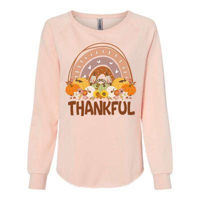 Thankful Pumpkin Patch Cute Rainbow Holiday Womens California Wash Sweatshirt