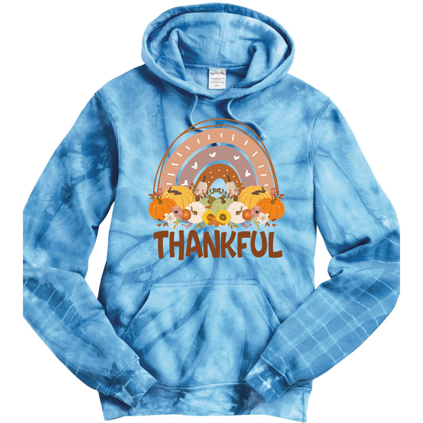 Thankful Pumpkin Patch Cute Rainbow Holiday Tie Dye Hoodie