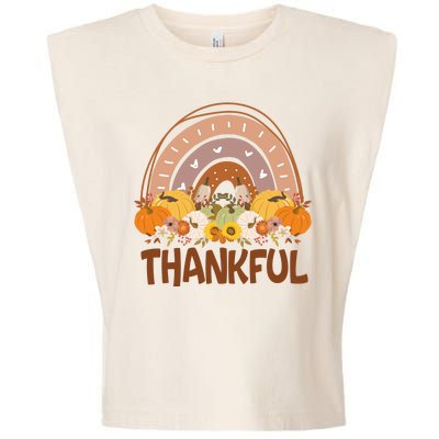 Thankful Pumpkin Patch Cute Rainbow Holiday Garment-Dyed Women's Muscle Tee