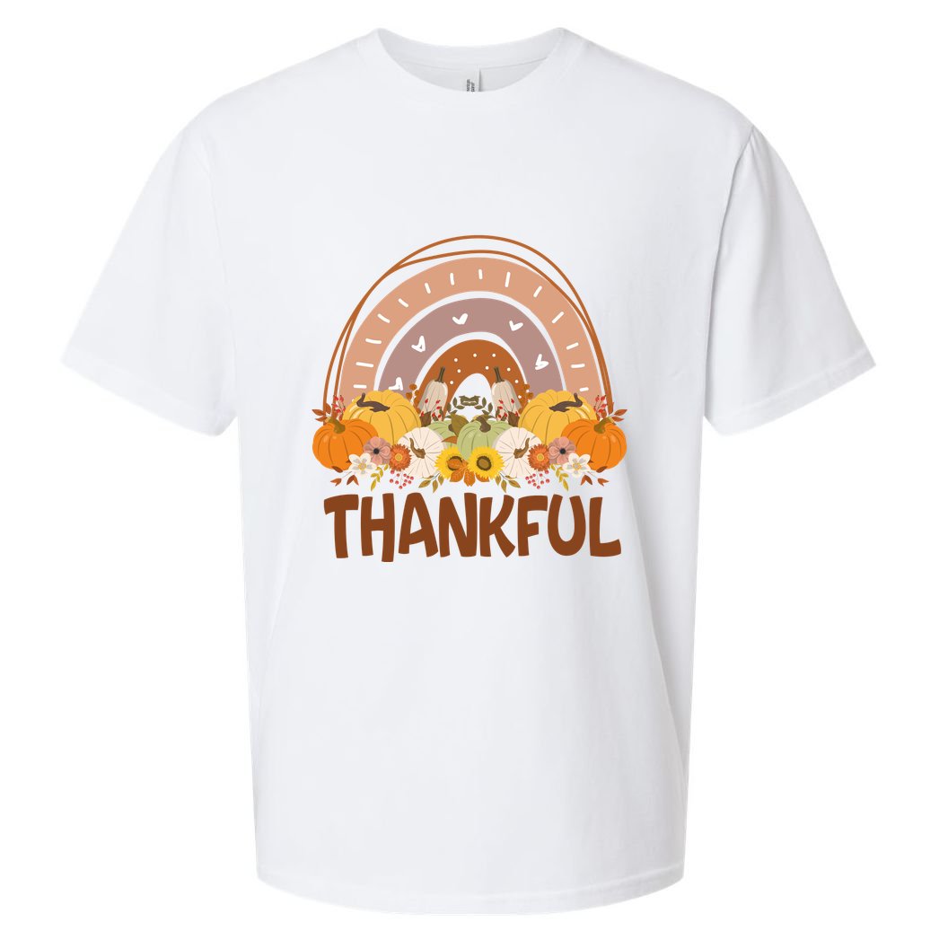 Thankful Pumpkin Patch Cute Rainbow Holiday Sueded Cloud Jersey T-Shirt