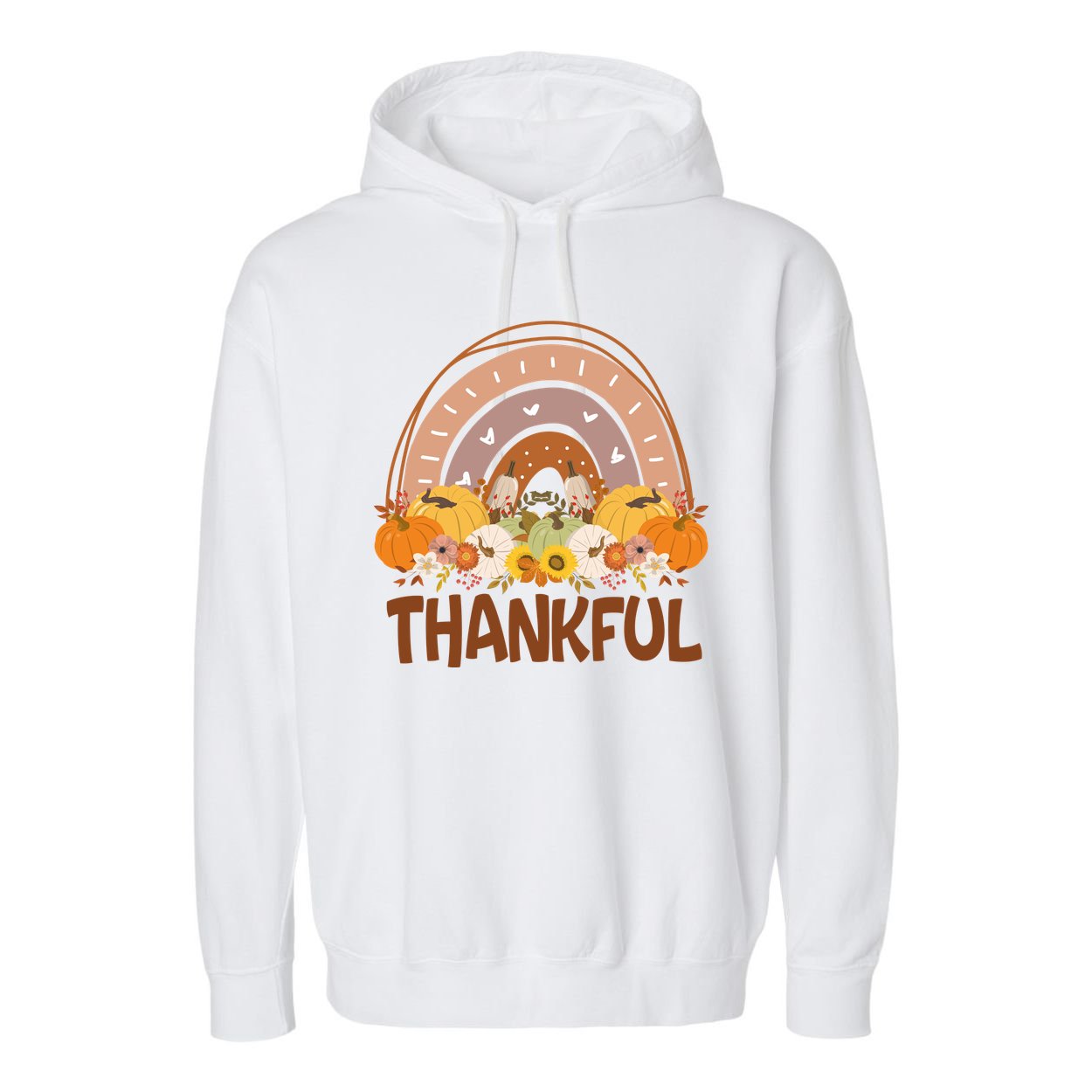 Thankful Pumpkin Patch Cute Rainbow Holiday Garment-Dyed Fleece Hoodie