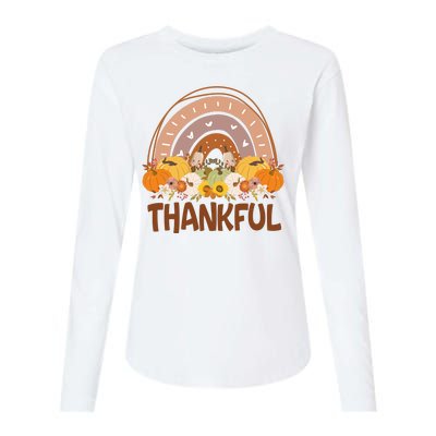 Thankful Pumpkin Patch Cute Rainbow Holiday Womens Cotton Relaxed Long Sleeve T-Shirt