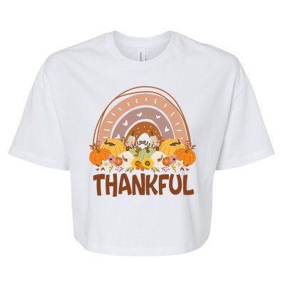 Thankful Pumpkin Patch Cute Rainbow Holiday Bella+Canvas Jersey Crop Tee