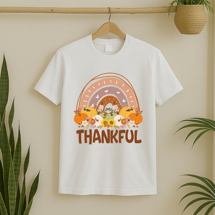 Thankful Pumpkin Patch Cute Rainbow Holiday T-Shirt