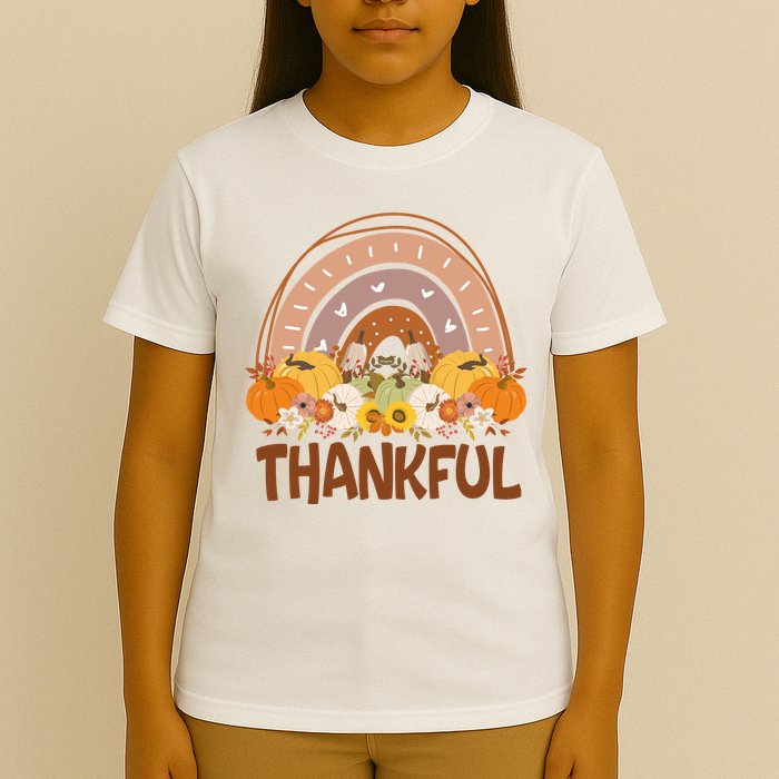 Thankful Pumpkin Patch Cute Rainbow Holiday T-Shirt