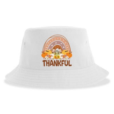 Thankful Pumpkin Patch Cute Rainbow Holiday Sustainable Bucket Hat