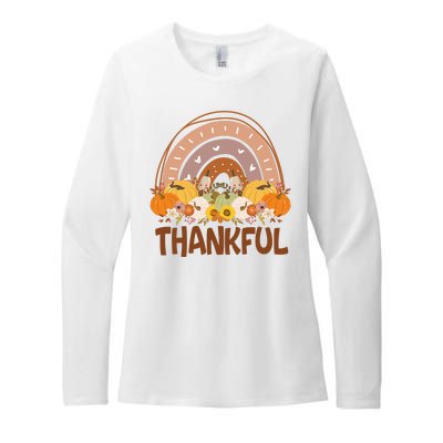 Thankful Pumpkin Patch Cute Rainbow Holiday Womens CVC Long Sleeve Shirt