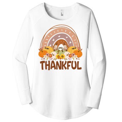 Thankful Pumpkin Patch Cute Rainbow Holiday Women's Perfect Tri Tunic Long Sleeve Shirt