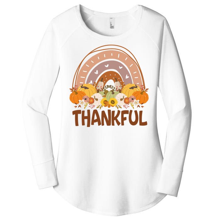 Thankful Pumpkin Patch Cute Rainbow Holiday Women's Perfect Tri Tunic Long Sleeve Shirt