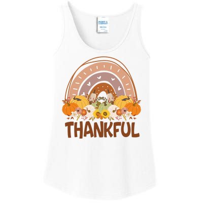 Thankful Pumpkin Patch Cute Rainbow Holiday Ladies Essential Tank