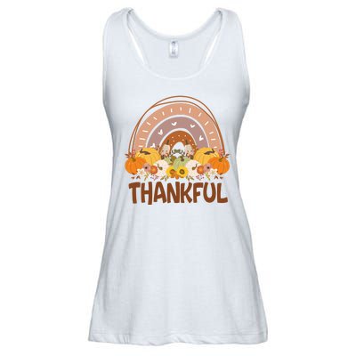 Thankful Pumpkin Patch Cute Rainbow Holiday Ladies Essential Flowy Tank