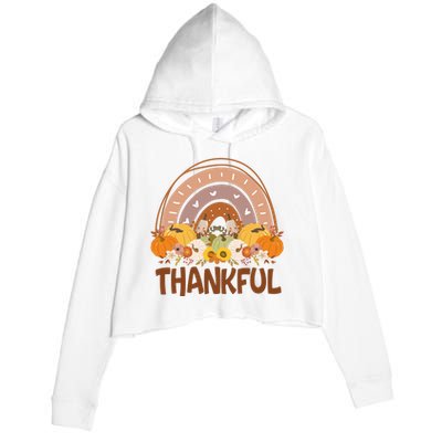 Thankful Pumpkin Patch Cute Rainbow Holiday Crop Fleece Hoodie