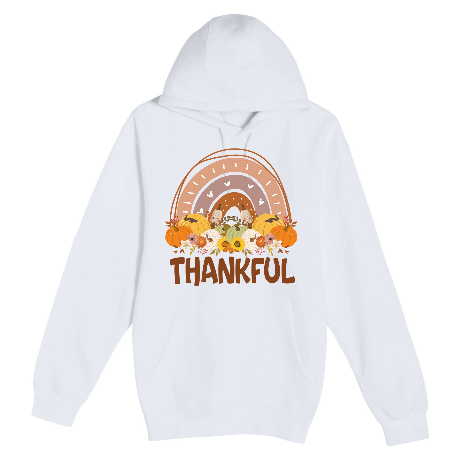 Thankful Pumpkin Patch Cute Rainbow Holiday Premium Pullover Hoodie
