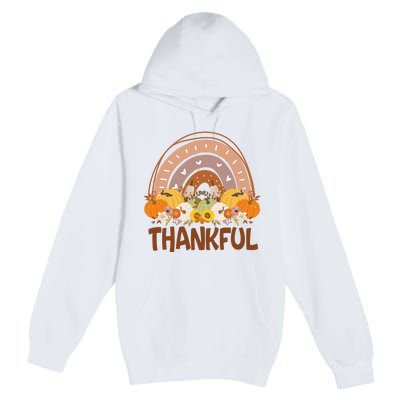 Thankful Pumpkin Patch Cute Rainbow Holiday Premium Pullover Hoodie