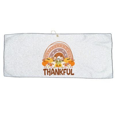 Thankful Pumpkin Patch Cute Rainbow Holiday Large Microfiber Waffle Golf Towel