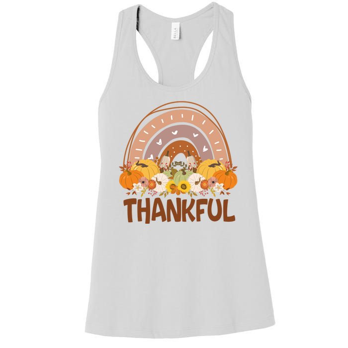 Thankful Pumpkin Patch Cute Rainbow Holiday Women's Racerback Tank