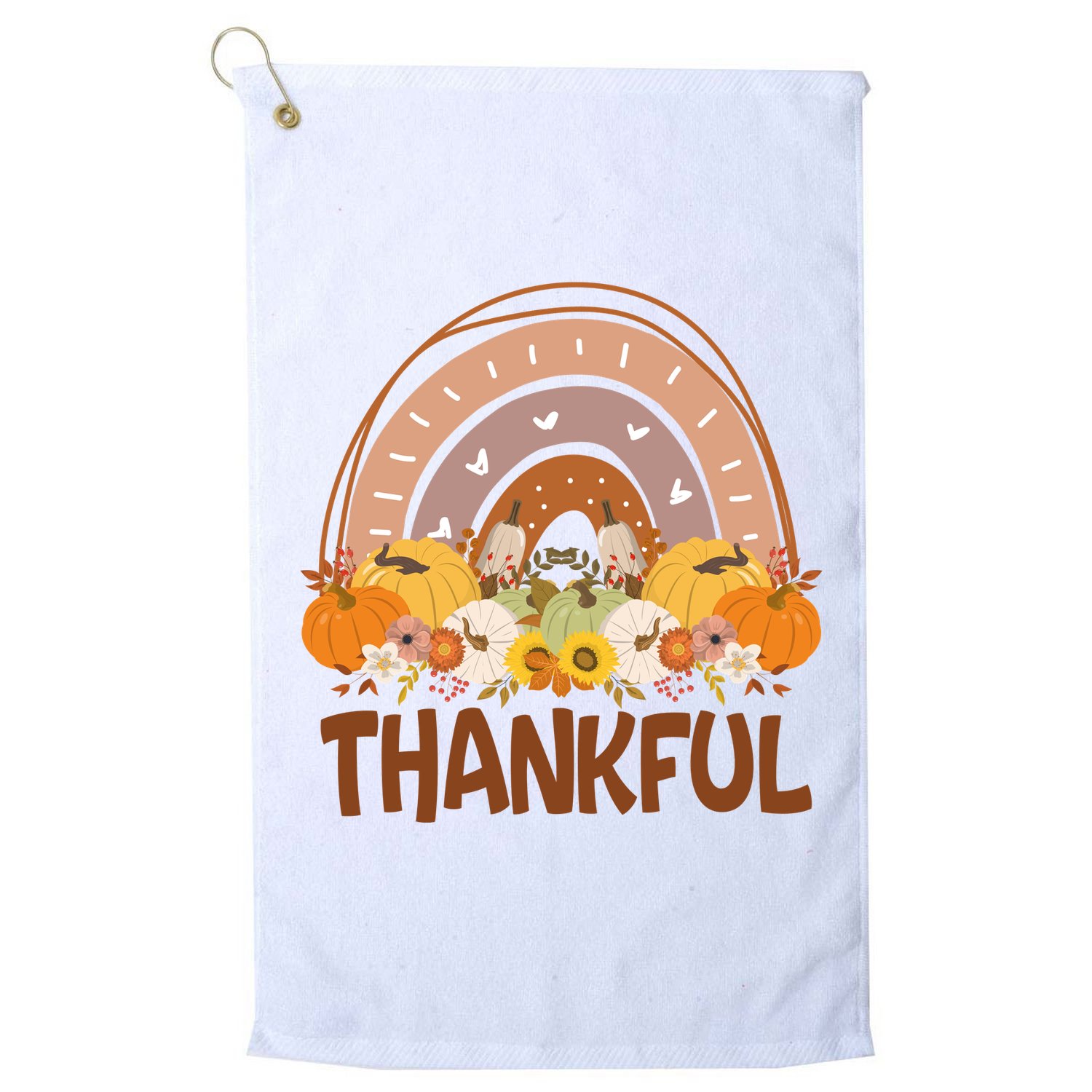 Thankful Pumpkin Patch Cute Rainbow Holiday Golf Towel