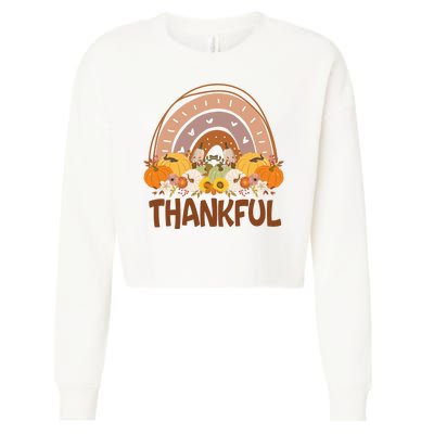 Thankful Pumpkin Patch Cute Rainbow Holiday Cropped Pullover Crew