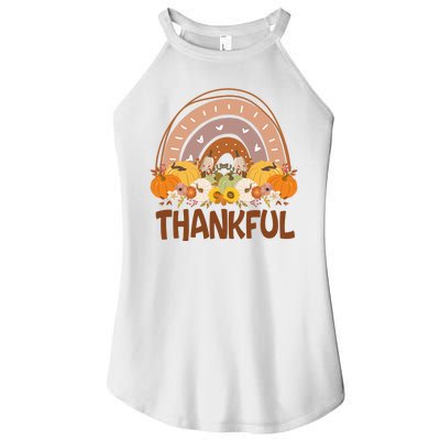 Thankful Pumpkin Patch Cute Rainbow Holiday Women's Perfect Tri Rocker Tank