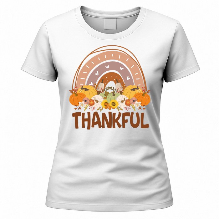 Thankful Pumpkin Patch Cute Rainbow Holiday Women's T-Shirt