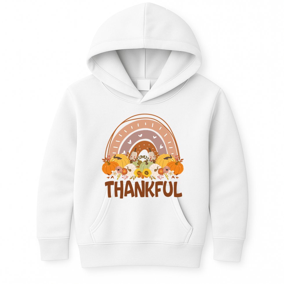 Thankful Pumpkin Patch Cute Rainbow Holiday Kids Hoodie