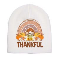 Thankful Pumpkin Patch Cute Rainbow Holiday Short Acrylic Beanie