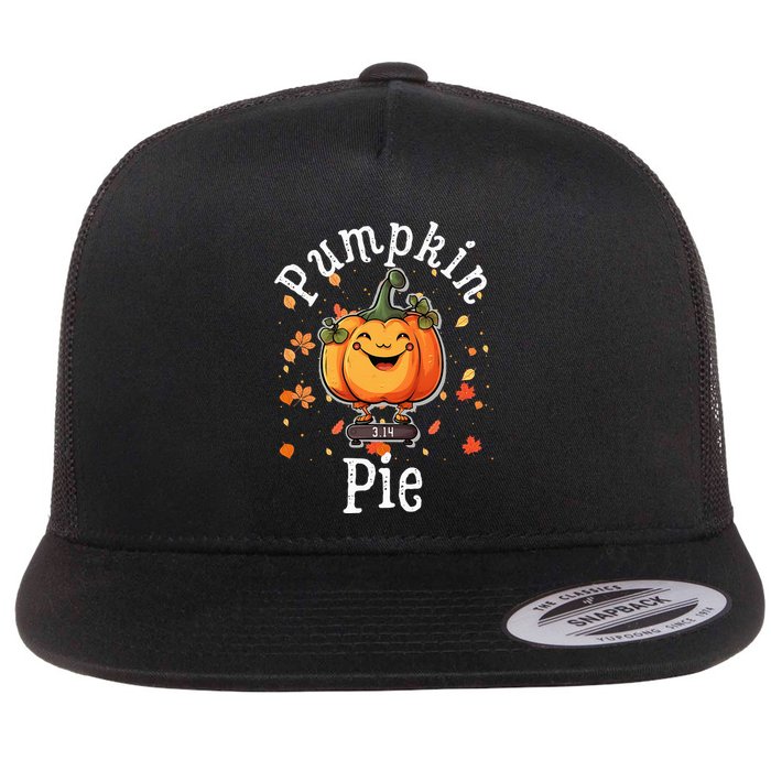 Thanksgiving Pumpkin Pi Funny Autumn Math Teacher Fall Flat Bill Trucker Hat