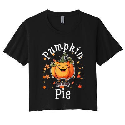 Thanksgiving Pumpkin Pi Funny Autumn Math Teacher Fall Crop Top