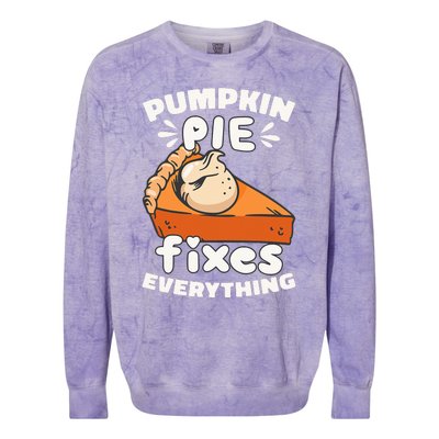 Thanksgiving Pumpkin Pie Humor Outfit Colorblast Crewneck Sweatshirt