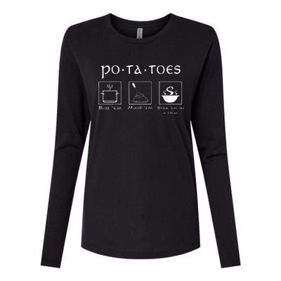 Taters Potatoes Potato Tater Womens Cotton Relaxed Long Sleeve T-Shirt