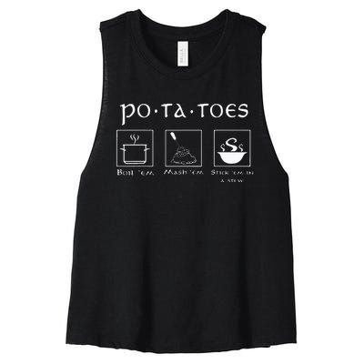 Taters Potatoes Potato Tater Women's Racerback Cropped Tank