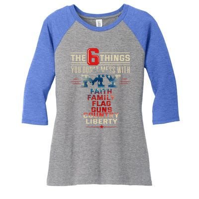 The Patriot Patriotic Country Don't Mess With My Freedom Gift Women's Tri-Blend 3/4-Sleeve Raglan Shirt