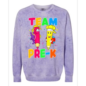 Team Preschool PreK Teacher Student Funny Back To School Gift Colorblast Crewneck Sweatshirt