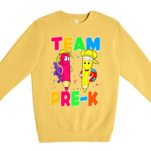 Team Preschool PreK Teacher Student Funny Back To School Gift Premium Crewneck Sweatshirt