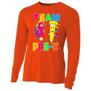 Team Preschool PreK Teacher Student Funny Back To School Gift Cooling Performance Long Sleeve Crew