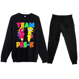 Team Preschool PreK Teacher Student Funny Back To School Gift Premium Crewneck Sweatsuit Set