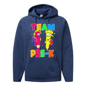 Team Preschool PreK Teacher Student Funny Back To School Gift Performance Fleece Hoodie