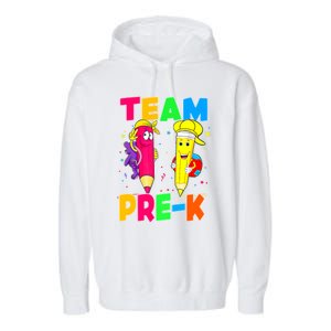 Team Preschool PreK Teacher Student Funny Back To School Gift Garment-Dyed Fleece Hoodie