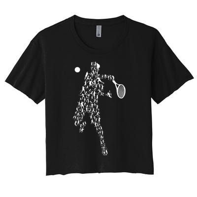 Tennis Positions Player Balls Women's Crop Top Tee