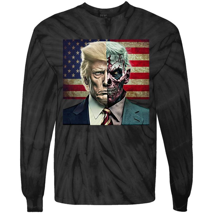 Two-Faced Politicians Presidential Election 2024 Trump  Tie-Dye Long Sleeve Shirt