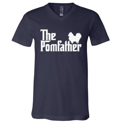 The Pomfather Pomeranian Owner Fathers Day Dog Lover V-Neck T-Shirt